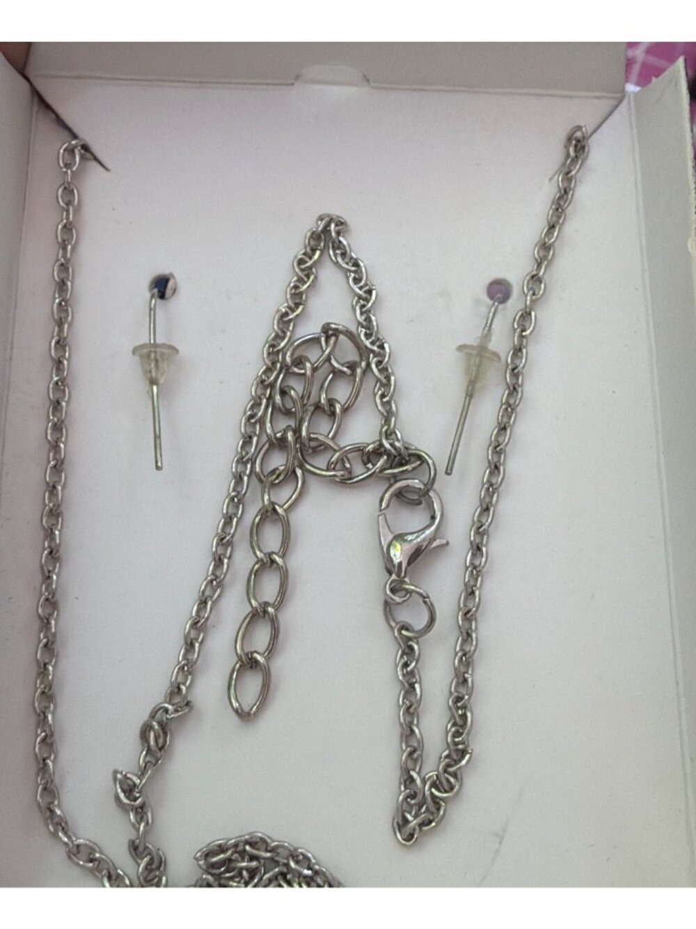 Abalone Shell Pendant Necklace & Earrings Set In Gift Box Silver Tone Oval NEW - Picture 4 of 4